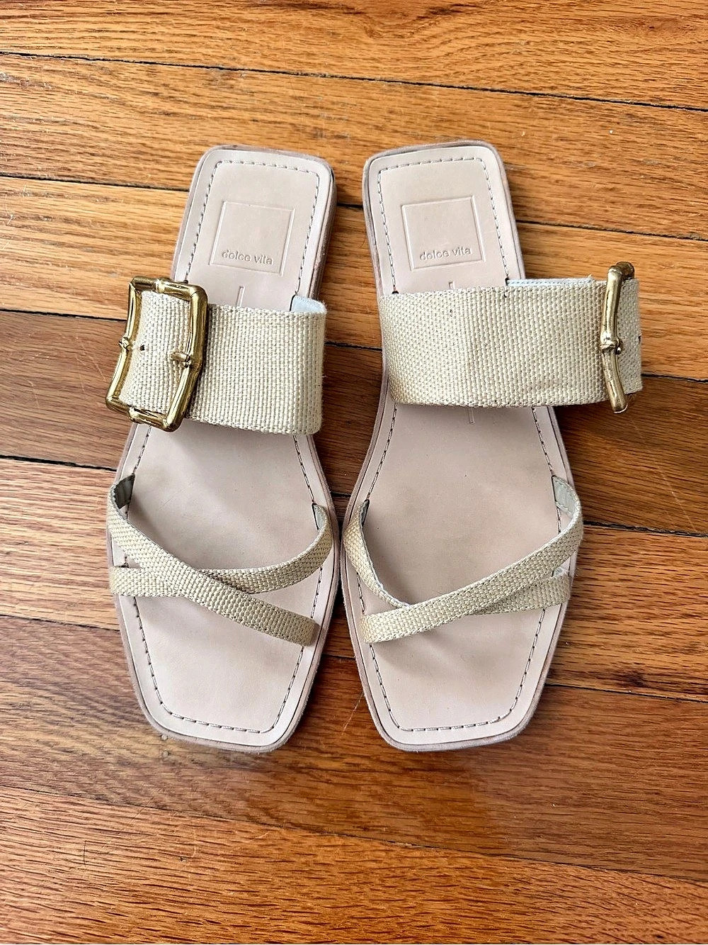 dolce vita Woven Buckle Sandals in Cream